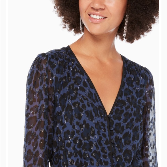 - Kate Spade leopard print clip dot jumpsuit long sleeve navy polka dot size4 - Picture 3 of 7